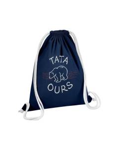 Sac de Gym en Coton Bleu Tata Ours Famille Polaire Animal Tante Cadeau 12 Litres