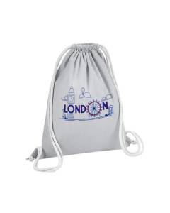 Sac de Gym en Coton Gris London Londres Angleterre Luxe Style 12 Litres