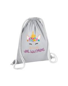 Sac de Gym en Coton Gris Je suis une Licorne Humour Animal Légendaire 12 Litres