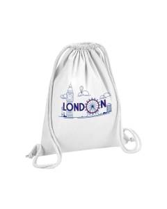 Sac de Gym en Coton Blanc London Londres Angleterre Luxe Style 12 Litres