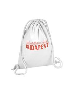 Sac de Gym en Coton Blanc Budapest Minimalist Voyage Hongrie Tourisme 12 Litres