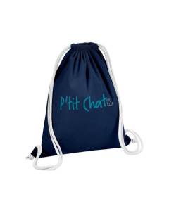 Sac de Gym en Coton Bleu P'tit Chat Surnom Femme Mignon Animaux 12 Litres