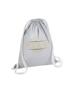 Sac de Gym en Coton Gris Madame Chic Luxe France Vintage 12 Litres