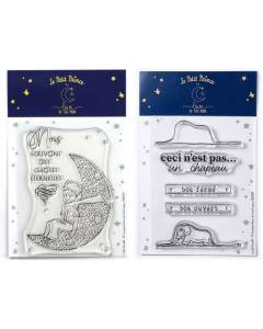 6 Tampons transparents Le Petit Prince lune et Boa