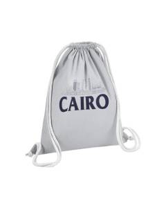 Sac de Gym en Coton Gris Cairo Minimalist Le Caire Egypte Voyage Culture 12 Litres
