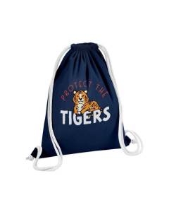 Sac de Gym en Coton Bleu Protect the Tigers Animaux Tigres Nature 12 Litres