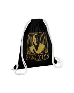 Sac de Gym en Coton Noir René Coty Style Politique Chic Luxe France 12 Litres