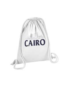 Sac de Gym en Coton Blanc Cairo Minimalist Le Caire Egypte Voyage Culture 12 Litres