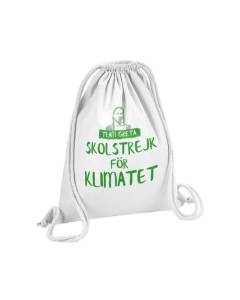 Sac de Gym en Coton Blanc Team Greta Strike for Climate Ecologie 12 Litres
