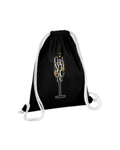 Sac de Gym en Coton Noir Champagne Fête Alcool Lifestyle Luxe 12 Litres