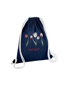 Sac de Gym en Coton Bleu Tulipe Fleurs Minimaliste Illustration Chic Jardin Amour 12 Litres