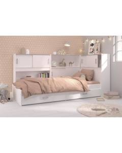 PARISOT SCOOP Lit Enfant l90x L200 cm avec 3 meubles de rangement - Contemporain - Décor blanc