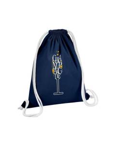 Sac de Gym en Coton Bleu Champagne Fête Alcool Lifestyle Luxe 12 Litres
