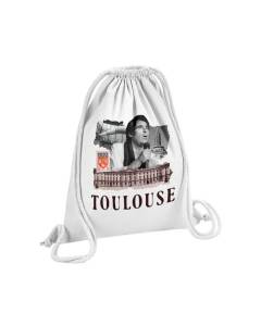 Sac de Gym en Coton Blanc Toulouse Collage Ville France Symbole Capitole 12 Litres