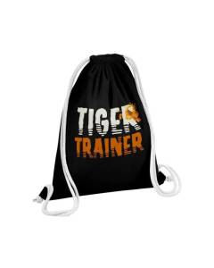 Sac de Gym en Coton Noir Tiger Trainer Dompteur de Tigre Illustration Original 12 Litres