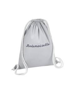 Sac de Gym en Coton Gris Mademoiselle Femme Surnom Jeune 12 Litres