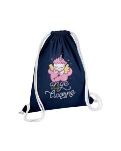 Sac de Gym en Coton Bleu Ange Croisé Licorne Dessin Original Illustration Mignon 12 Litres