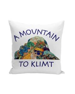 Housse de Coussin Blanc 40x40 cm A mountain to Klimt Jeu de Mot Humour Art