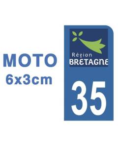 Autocollants Stickers plaque immatriculation scooter moto département 35 Ille-et-Vilaine Logo Région Bretagne