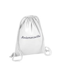 Sac de Gym en Coton Blanc Mademoiselle Femme Surnom Jeune 12 Litres