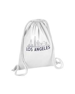 Sac de Gym en Coton Blanc Los Angeles Minimalist Californie Etats Unis Amérique Voyage 12 Litres
