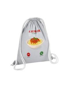 Sac de Gym en Coton Gris L'Italie M'Appelle Spaghetti Nourriture Cliché 12 Litres
