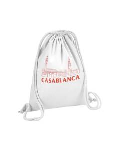 Sac de Gym en Coton Blanc Casablanca Minimalist Voyage Maroc Orient 12 Litres