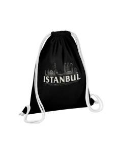 Sac de Gym en Coton Noir Istanbul Minimalist Voyage Culture Turquie 12 Litres