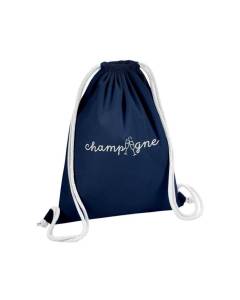 Sac de Gym en Coton Bleu Champagne Soirée Fête Alcool Luxe 12 Litres