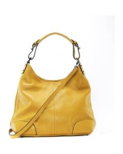 OH MY BAG Sac à main femme en cuir Nikee porté épaule jaune 38x26x11,5 cm