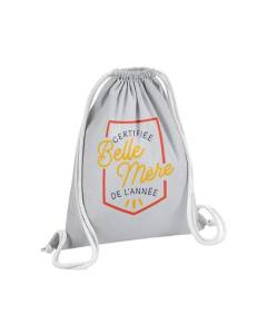 Sac de Gym en Coton Gris Certifiée Belle-Mère de l'Année Famille Belle-Maman 12 Litres