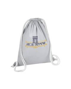 Sac de Gym en Coton Gris Arc de Triomphe Paris France Monument Style Luxe 12 Litres