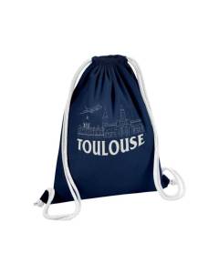 Sac de Gym en Coton Bleu Toulouse Minimalist Ville France Symbole Capitole 12 Litres