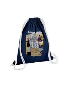 Sac de Gym en Coton Bleu Bordeaux Collage Ville France Vin Voyage 12 Litres