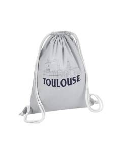 Sac de Gym en Coton Gris Toulouse Minimalist Ville France Symbole Capitole 12 Litres