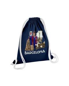 Sac de Gym en Coton Bleu Barcelona Collage Ville Carte Postale FC Barcelone 12 Litres