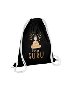 Sac de Gym en Coton Noir Futur Guru Zen Méditation 12 Litres