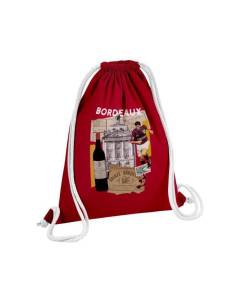 Sac de Gym en Coton Rouge Bordeaux Collage Ville France Vin Voyage 12 Litres