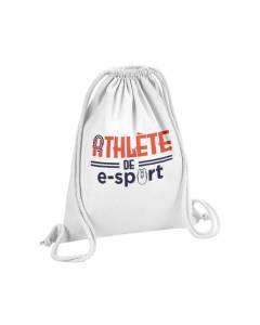 Sac de Gym en Coton Blanc Athlète de e-Sport Métier Jeu Vidéo Passion 12 Litres