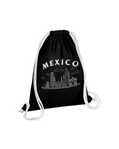 Sac de Gym en Coton Noir Mexico Minimalist Mexique Voyage Architecture 12 Litres