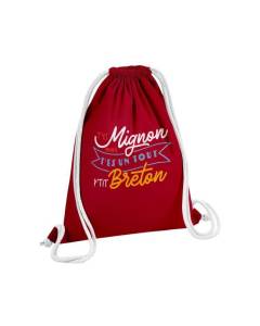 Sac de Gym en Coton Rouge T'es Mignon mais t'es un tout p'tit Breton Film Tour Montparnasse 12 Litres