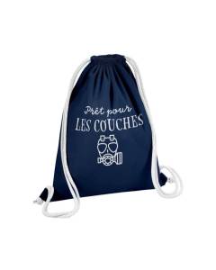 Sac de Gym en Coton Bleu Prêt pour les Couches Humour Papa Bébé 12 Litres