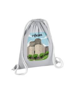 Sac de Gym en Coton Gris Angers Château France Ville Voyage Tourisme 12 Litres