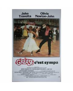GREASE Affiche Cinéma Originale ROULEE Petit format 53x40cm Movie poster John Travolta Retirage