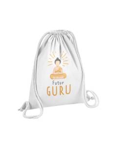 Sac de Gym en Coton Blanc Futur Guru Zen Méditation 12 Litres