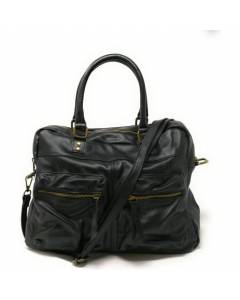 OH MY BAG Sac à main Cuir porté main bandoulière et de travers femmes en véritable cuir fabriqué en Italie - modèle OMB Tokyo Noir
