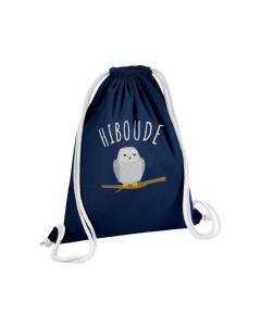 Sac de Gym en Coton Bleu Hiboude Jeu de Mot Bouder Amour Animaux 12 Litres