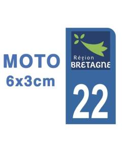 Autocollants Stickers plaque immatriculation scooter moto département 22 Côtes d'Armor Logo Région Bretagne
