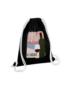 Sac de Gym en Coton Noir Bordeaux Vin France Ville Alcool Tourisme 12 Litres