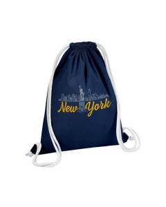 Sac de Gym en Coton Bleu New York Minimalist Amérique Voyage Etats Unis 12 Litres